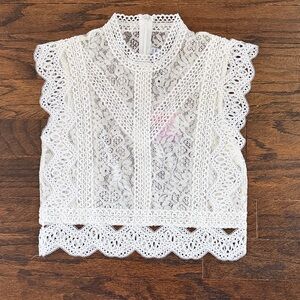 Elegant White Lace Overlay Top